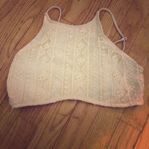 White Bikini Top with Caged Back